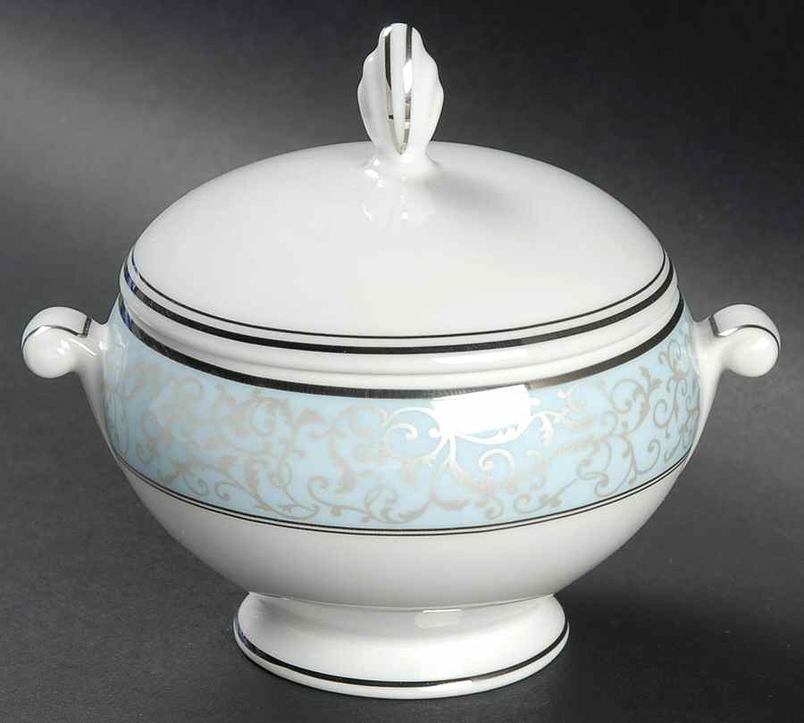 Parchment Blue Sugar Bowl & Lid by Mikasa-1