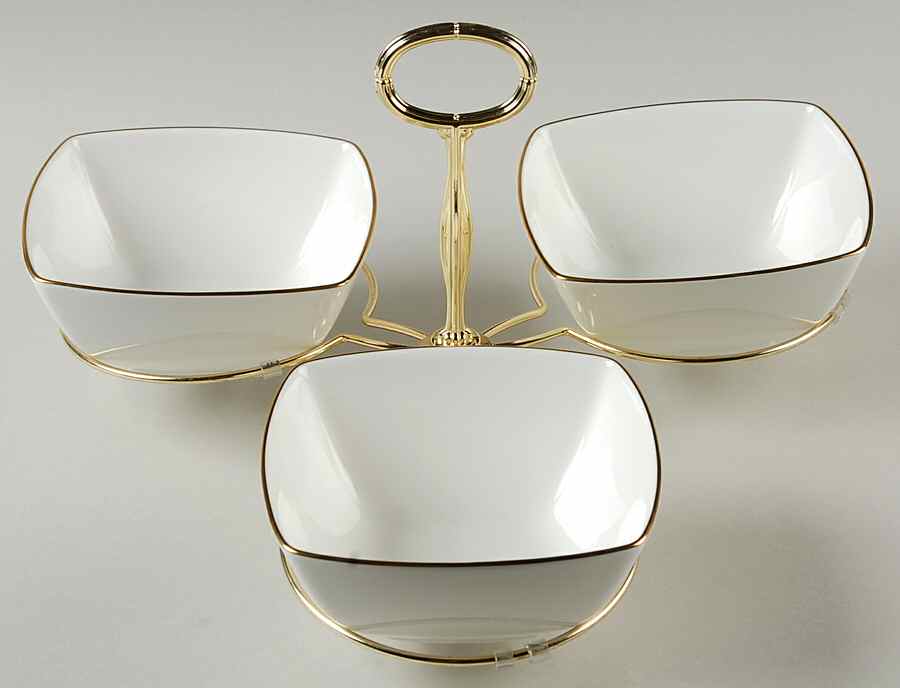 Couture Gold 7" x 12" 3-Part Relish & Metal Stand (FR) HC by Mikasa-1