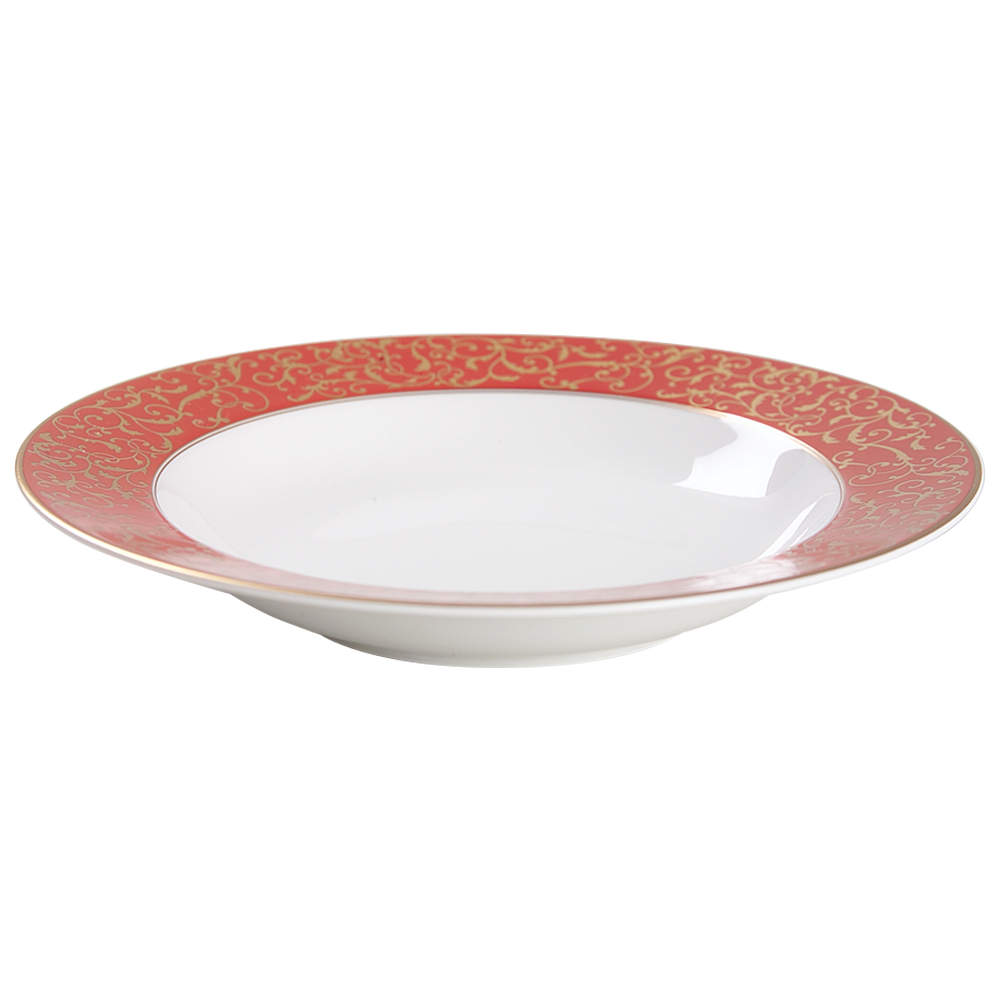 Parchment Red Rim Soup Bowl by Mikasa-1