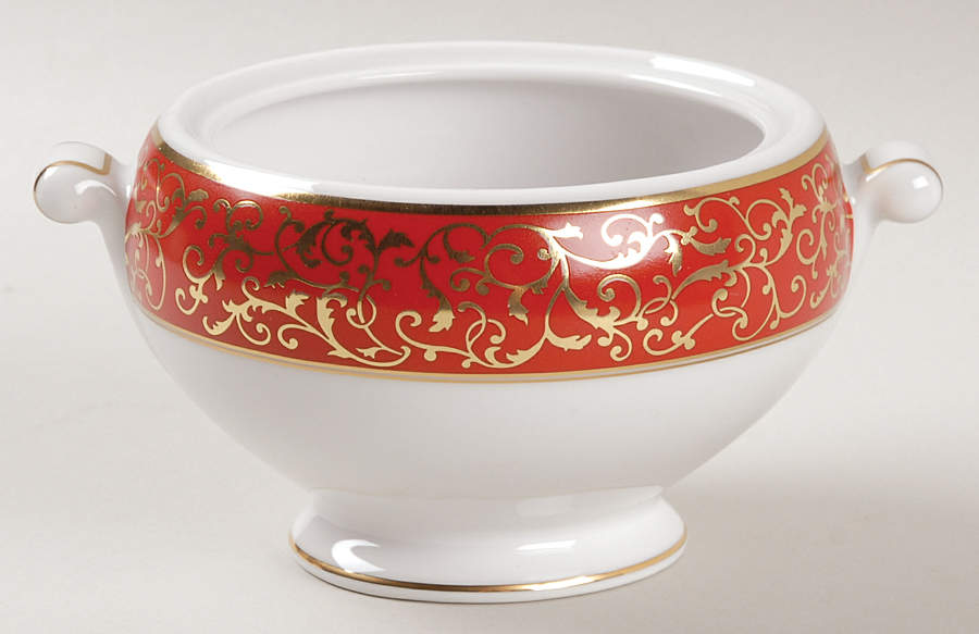 Parchment Red Sugar Bowl No Lid by Mikasa-1
