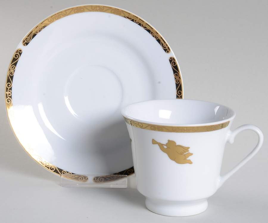 Cherubs Footed Cup & Saucer Set by Montgomery Ward-1