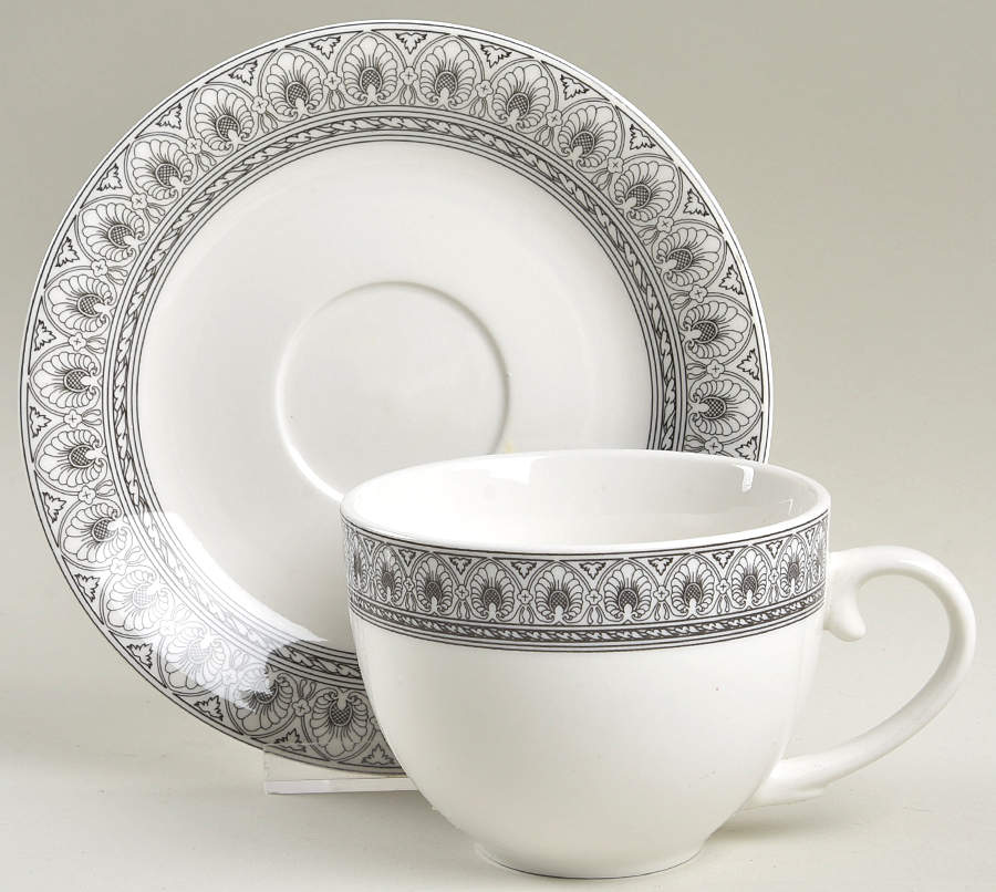 Greek Vase Flat Cup & Saucer Set by Martha Stewart-1