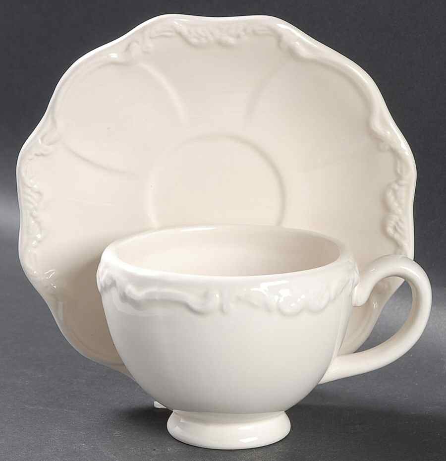 Scallop (Embossed) Footed Cup & Saucer Set by Martha Stewart-1