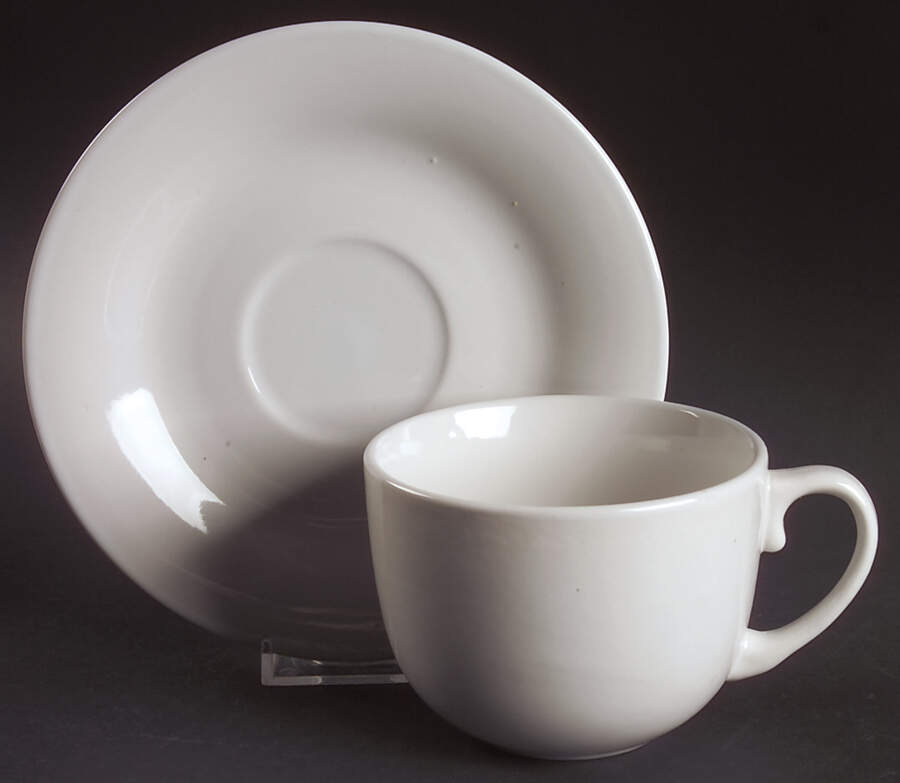 Classic White Flat Cup & Saucer Set by Martha Stewart-1