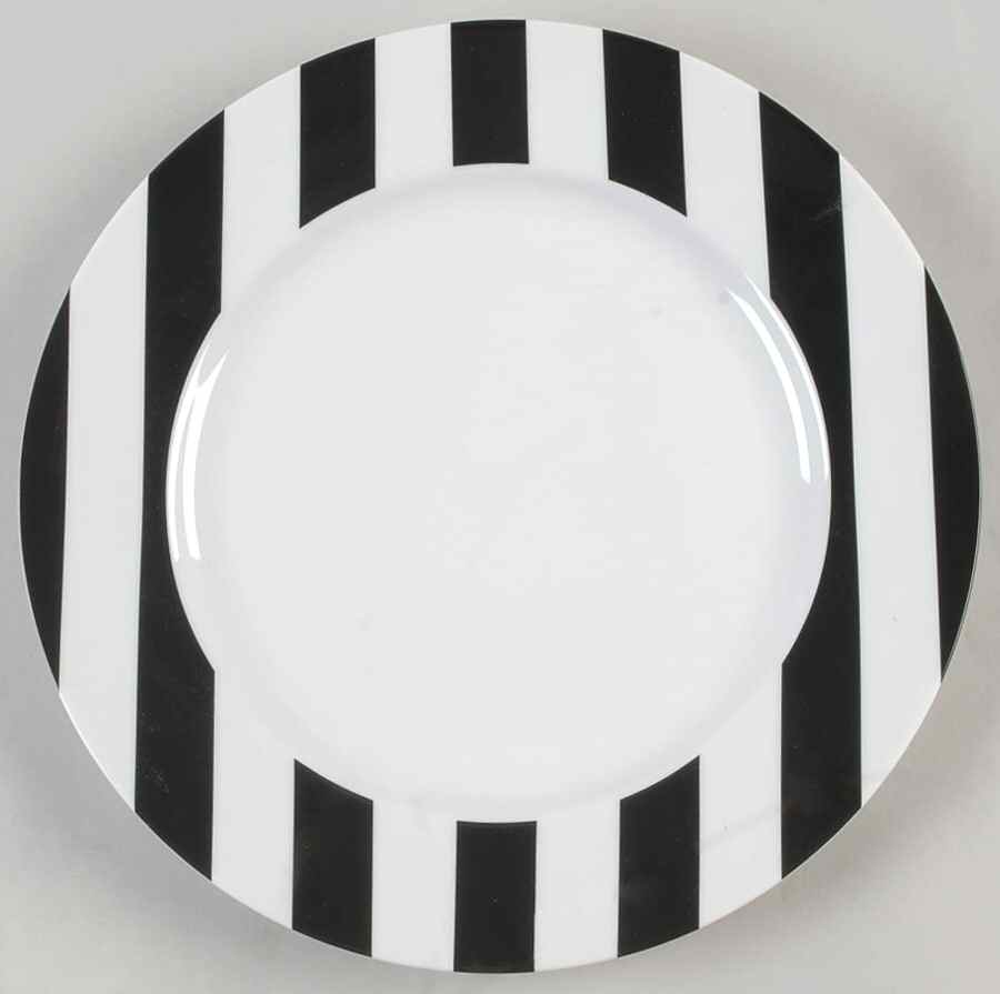Awnings Stripe Black Dinner Plate by Marc Blackwell-1