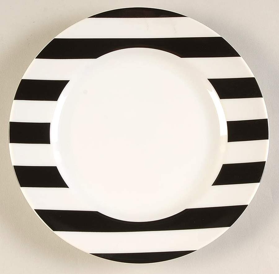 Awnings Stripe Black Luncheon/Salad Plate by Marc Blackwell-1