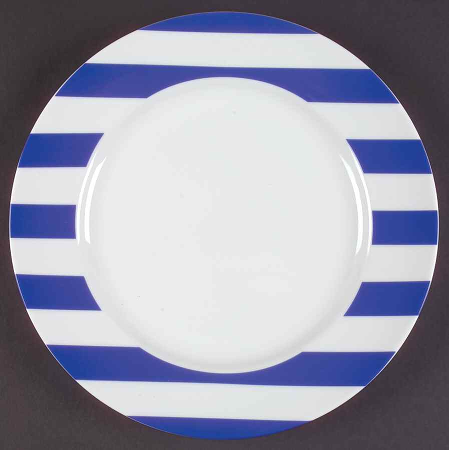 Awnings Stripe Sea Blue Dinner Plate by Marc Blackwell-1