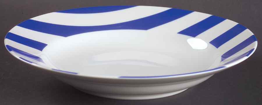 Awnings Stripe Sea Blue 9" Soup/Pasta Bowl by Marc Blackwell-1