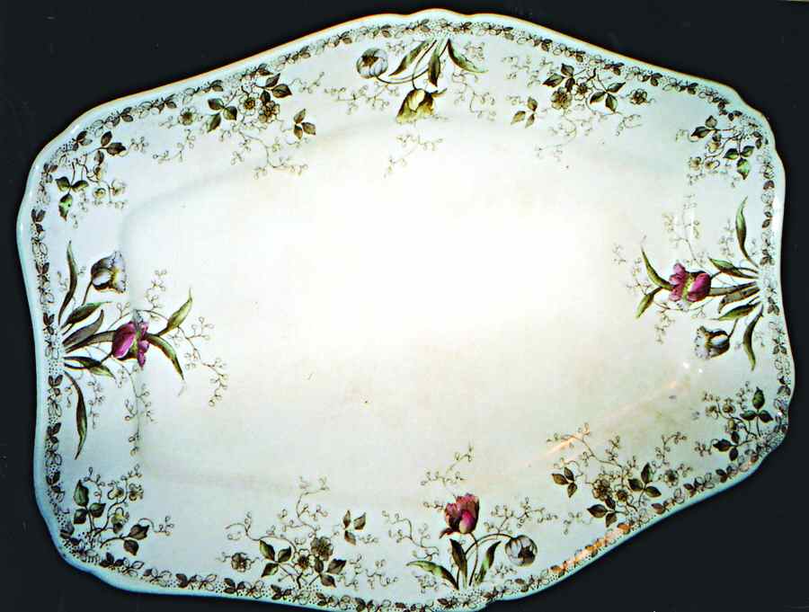 Westmeath Green Multicolor 14" Oval Serving Platter by Alfred Meakin-1
