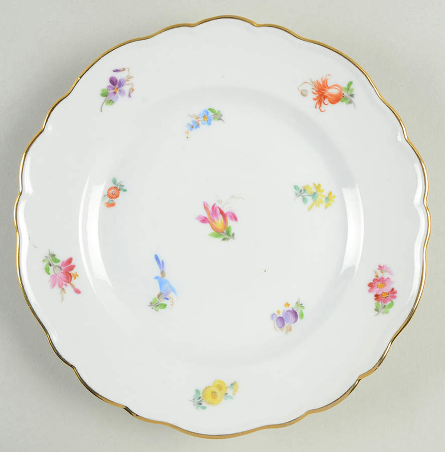 Scattered Flowers (Oval Backstamp Dessert/Pie Plate by Meissen (Germany)-1