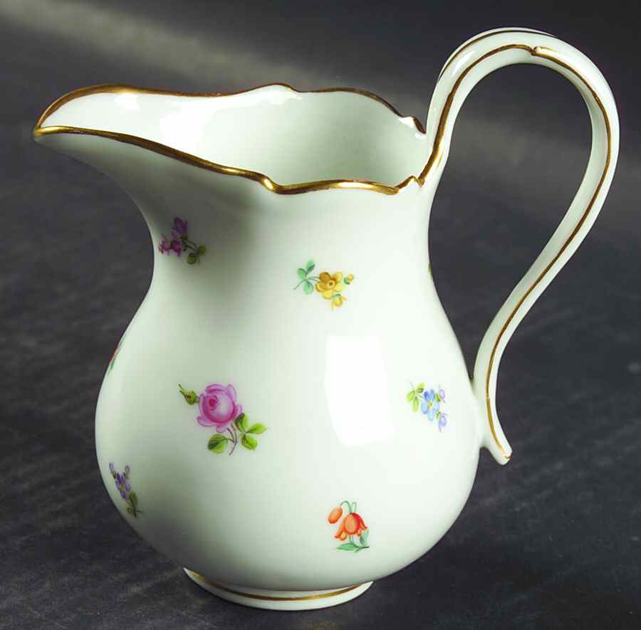 Scattered Flowers (Oval Backstamp Creamer by Meissen (Germany)-1