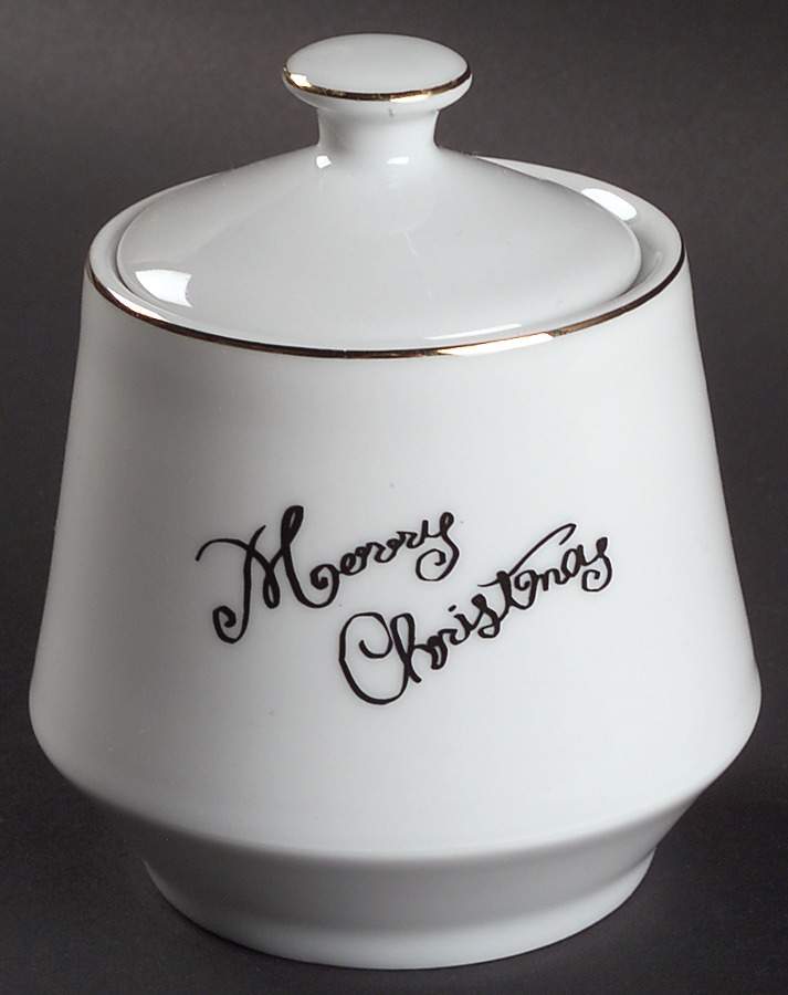 Merry Christmas Sugar Bowl & Lid by Merry Brite (China)-1