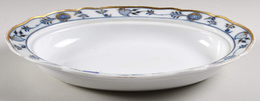 Blue Onion (Gold Trim Accent) Oval Vegetable No Lid by Meissen (Germany)-1