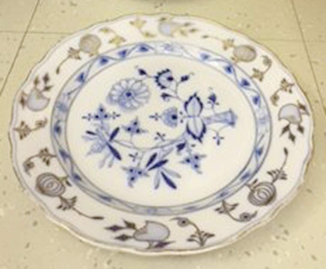 Blue Onion (Gold Trim Accent) Large Rim Soup Bowl by Meissen (Germany)-1