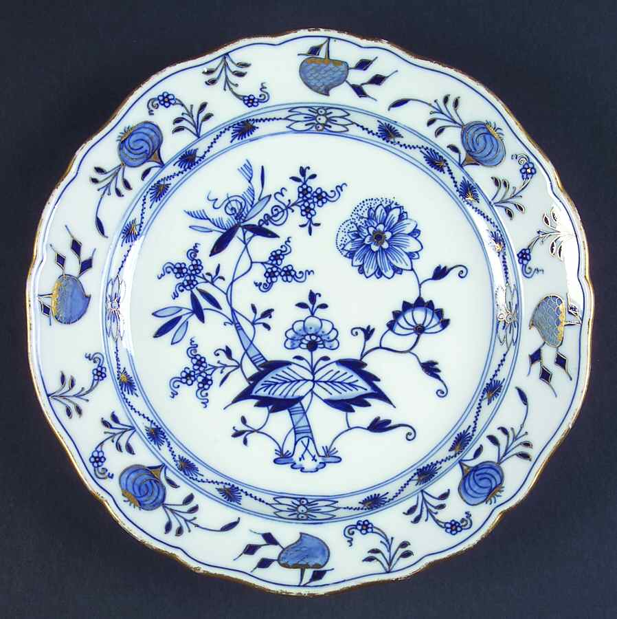 Blue Onion (Gold Trim Accent) Salad Plate by Meissen (Germany)-1