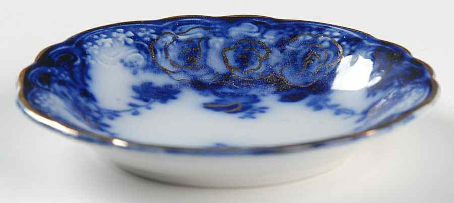 Devon (Flow Blue, Gold Accent and Trim) Butter Pat by Alfred Meakin-1