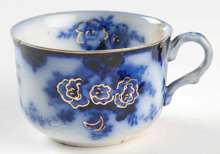 Devon (Flow Blue, Gold Accent and Trim) Flat Cup by Alfred Meakin-1