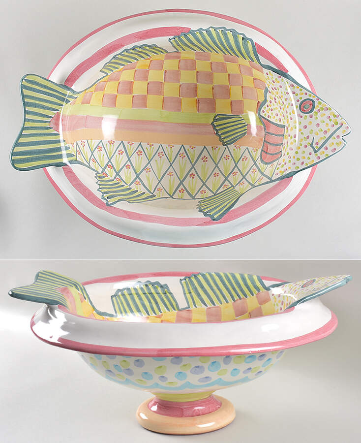 Fish Story 20" Oval Serving Bowl by MacKenzie-Childs-1