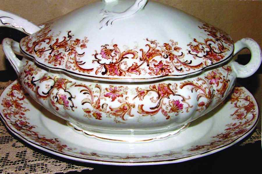 Meredith Pink Tureen & Lid w/Underplate by John Maddock & Sons-1