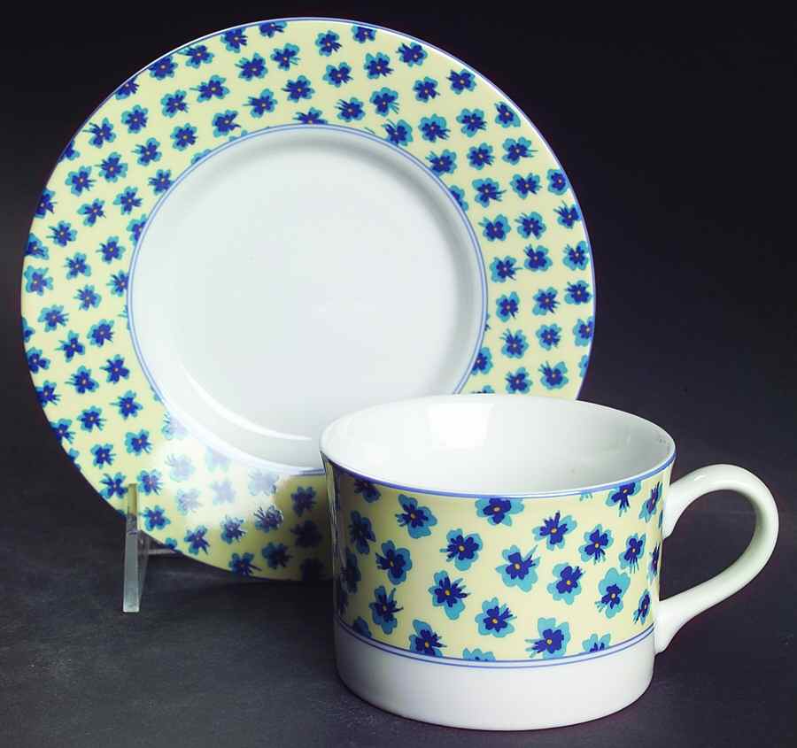 Fleurette Ivory Flat Cup & Saucer Set by Mikasa-1