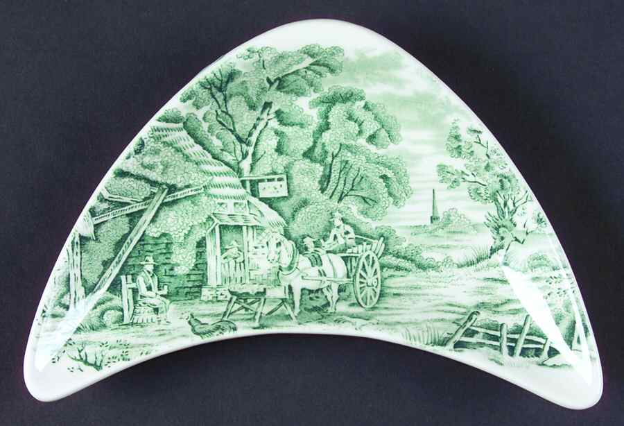 Rural England Green Bone Dish by W R Midwinter Ltd-1