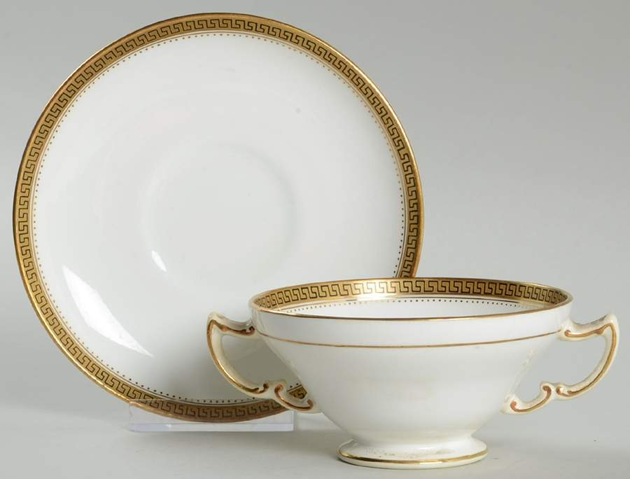 S324 (Scalloped) Footed Bouillon Cup & Saucer by Minton-1