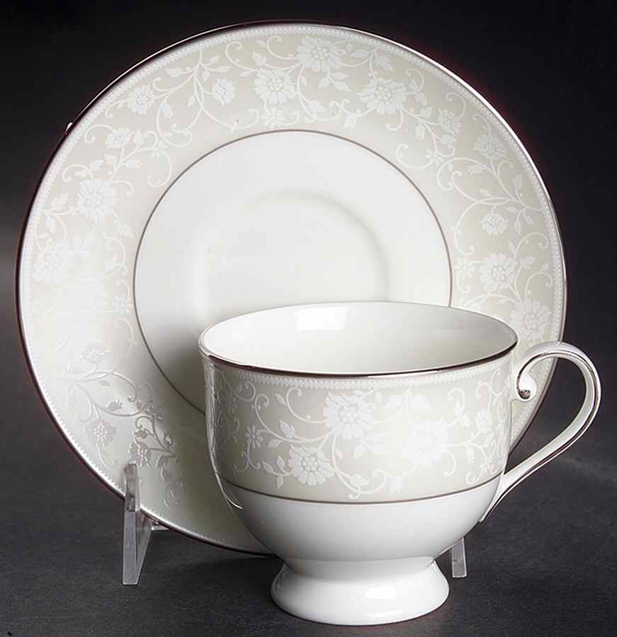 Venetian Lace Footed Cup & Saucer Set by Mikasa-1