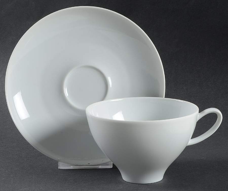 Bright White Flat Cup & Saucer Set by Mikasa-1