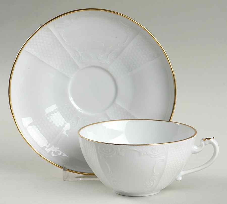 Golden Solitude Flat Cup & Saucer Set by Mottahedeh-1
