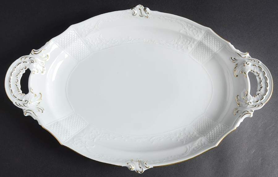 Golden Solitude 14" Oval Serving Platter by Mottahedeh-1