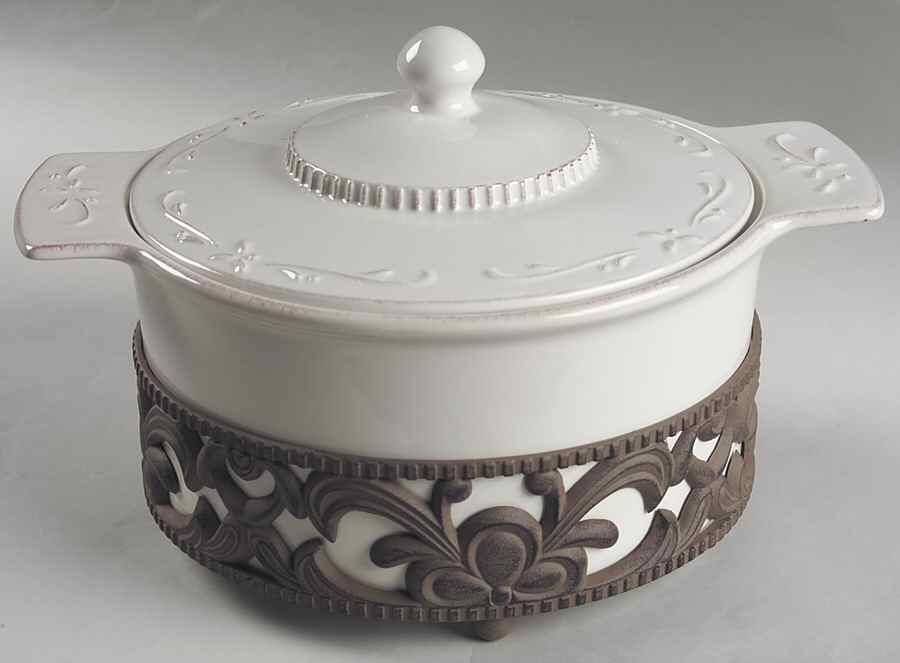 Countryside Harvest 2 Qt Covered Casserole & Metal Stand by Mikasa-1