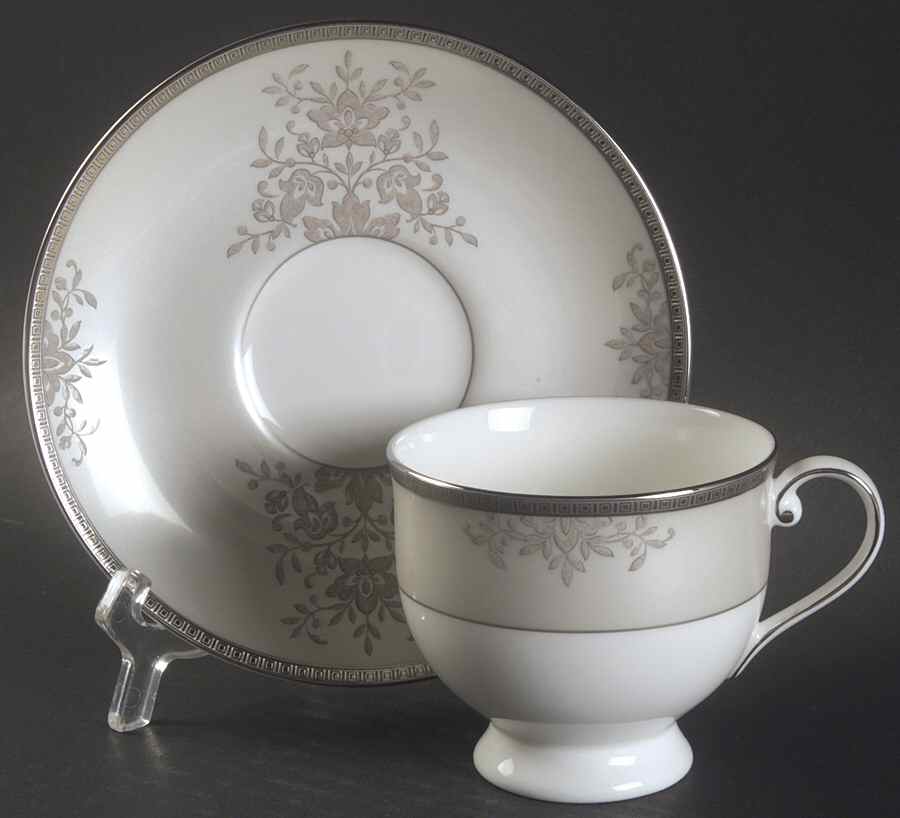 Floral Elegance Platinum Footed Cup & Saucer Set by Mikasa-1