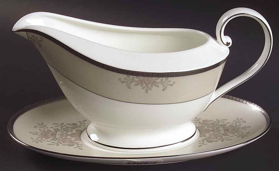 Floral Elegance Platinum Gravy Boat & Underplate by Mikasa-1