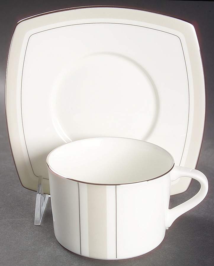 Platinum Matrix Flat Cup & Saucer Set by Mikasa-1