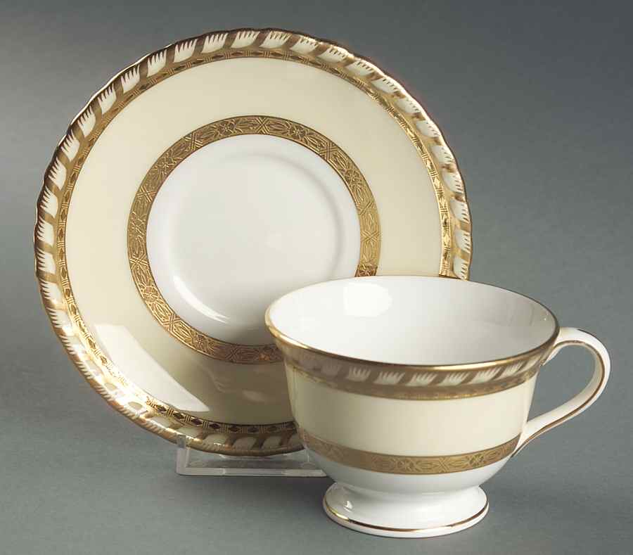 H4220 (Encrusted) Footed Cup & Saucer Set by Minton-1