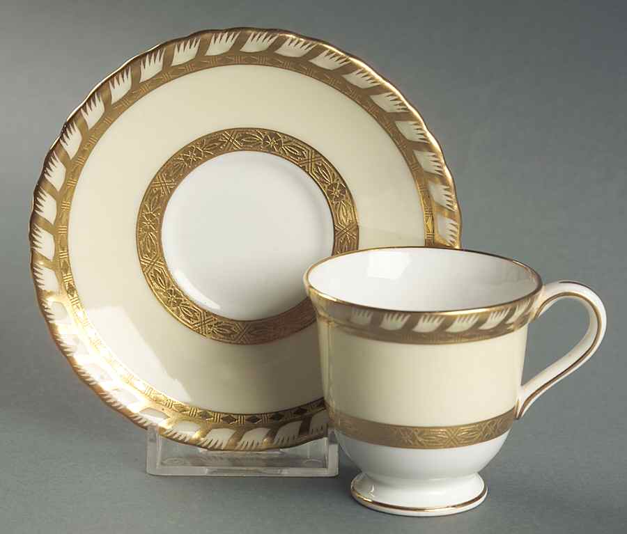 H4220 (Encrusted) Footed Demitasse Cup & Saucer Set by Minton-1
