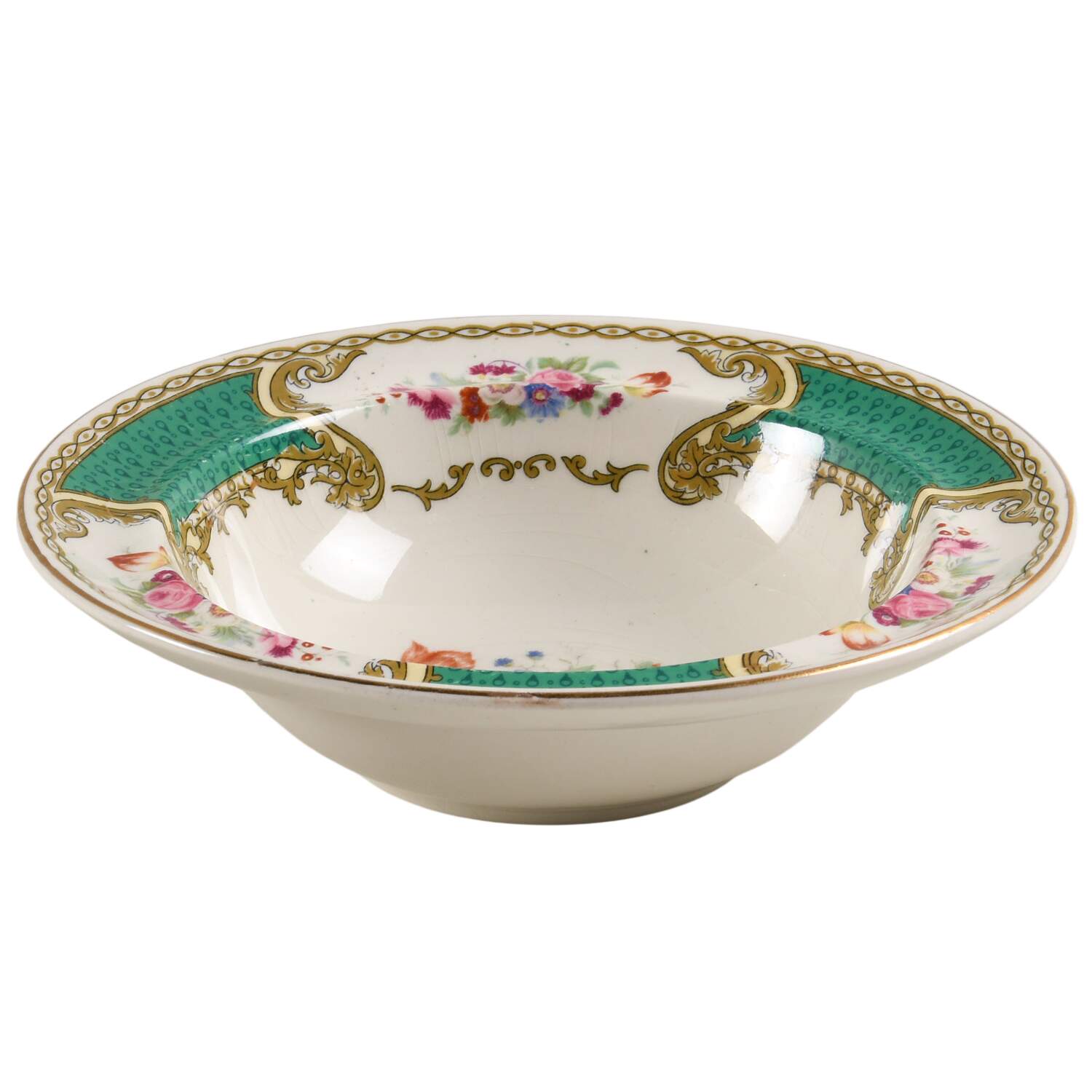 Chelsea Bird Green (No Enamel) Rim Fruit/Dessert (Sauce) Bowl by Myott Staffordshire-1