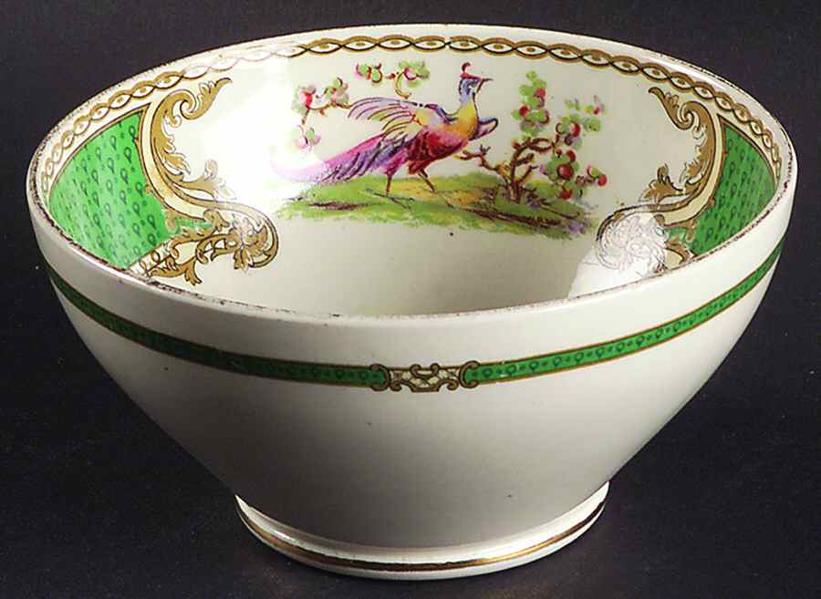 Chelsea Bird Green (No Enamel) Cranberry Bowl by Myott Staffordshire-1