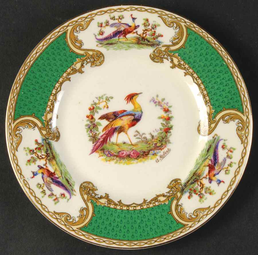 Chelsea Bird Green (No Enamel) Bread & Butter Plate by Myott Staffordshire-1
