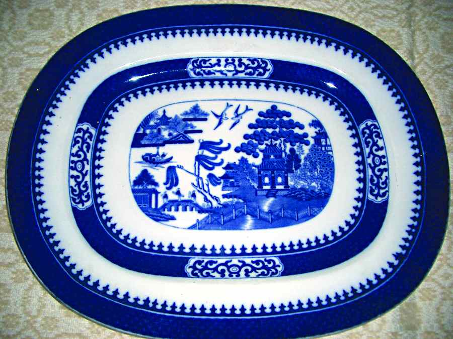 Blue Willow (No Trim) 19" Oval Serving Platter by Minton-1