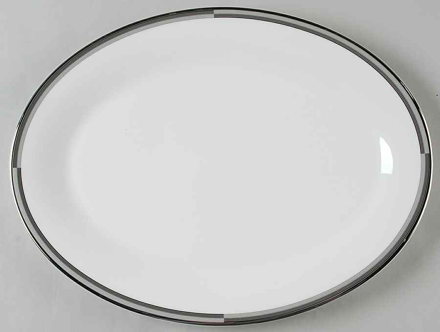 Connections Black and Platinum 14" Oval Serving Platter by Mikasa-1