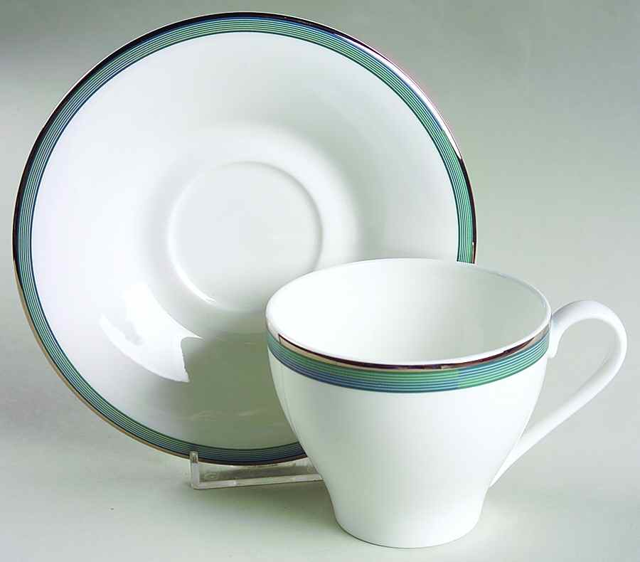 Connections Teal Blue Flat Cup & Saucer Set by Mikasa-1