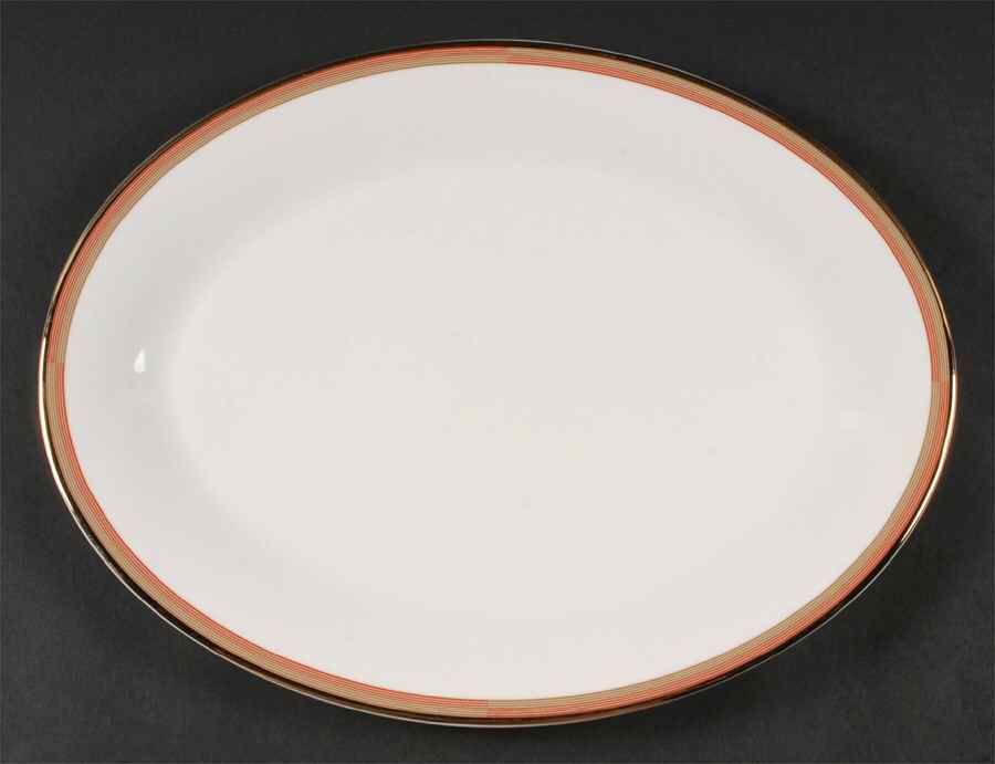 Connections Peach and Gold 14" Oval Serving Platter by Mikasa-1