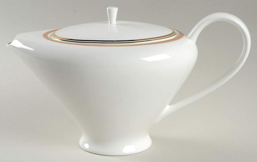 Connections Peach and Gold Teapot & Lid by Mikasa-1
