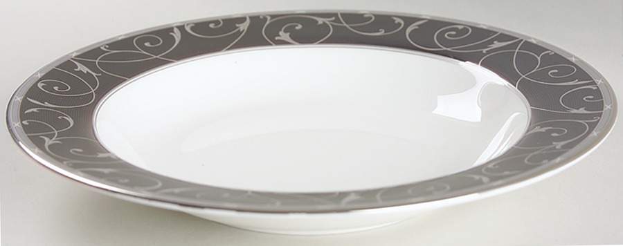 Elegant Scroll Black Large Rim Soup Bowl by Mikasa-1