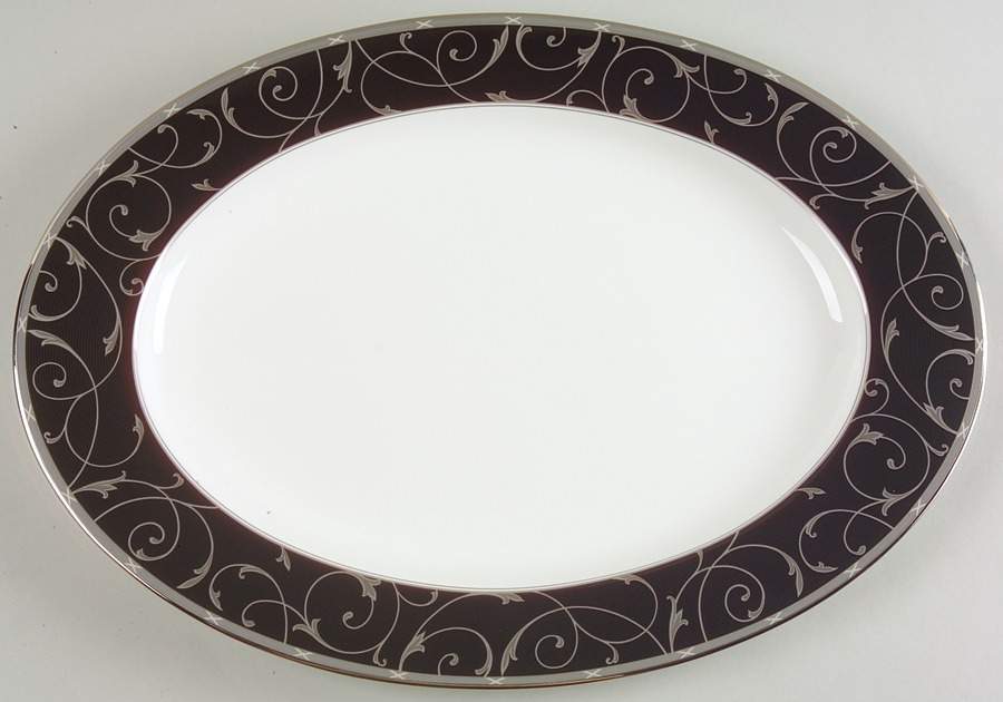 Elegant Scroll Black 15" Oval Serving Platter by Mikasa-1