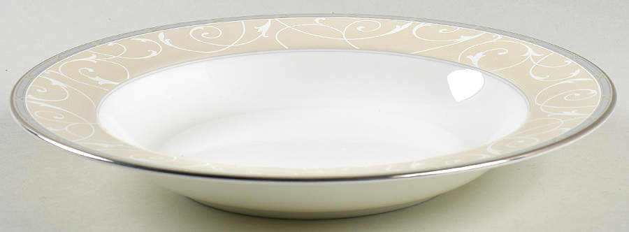Elegant Scroll Pearl Large Rim Soup Bowl by Mikasa-1