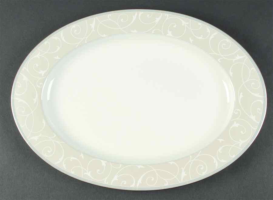 Elegant Scroll Pearl 14" Oval Serving Platter by Mikasa-1