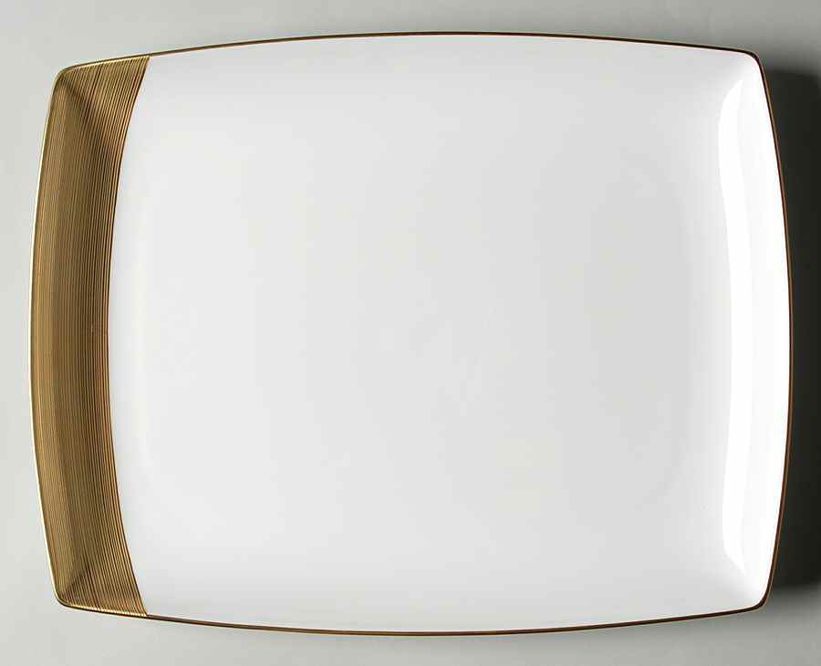 Ridge Square Gold 13" Rectangular Vegetable Bowl by Mikasa-1