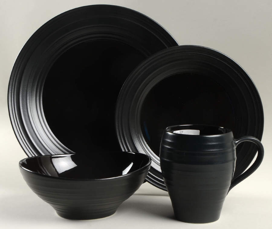 Swirl Black 4 Piece Place Setting by Mikasa-1